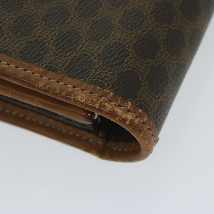 Celine Macadam Canvas Clutch Bag PVC Leather Brown Auth 63592
