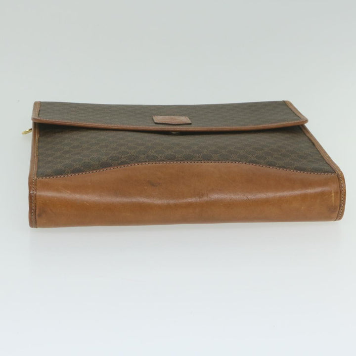 Celine Macadam Canvas Clutch Bag PVC Leather Brown Auth 63592