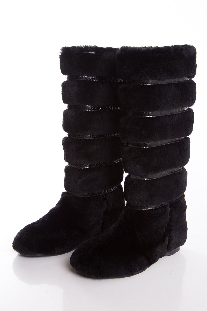 Jimmy Choo Black Fur Boots SZ 37