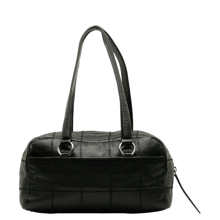 Top Quality Chanel Chocolate Bar Logo  Mini Boston Bag Handbag Black Canvas  CHANEL