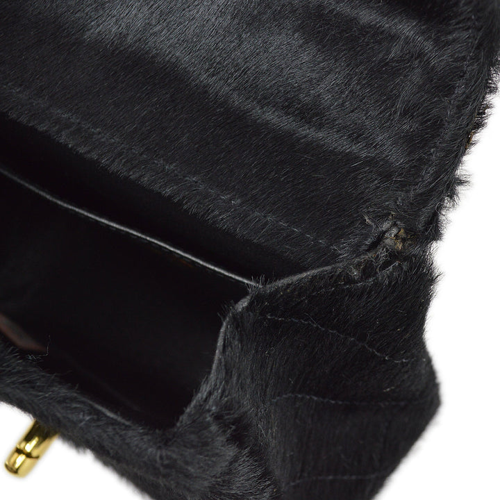 Top Quality Chanel 1991-1994 * Black Pony Hair Classic Flap Micro Handbag