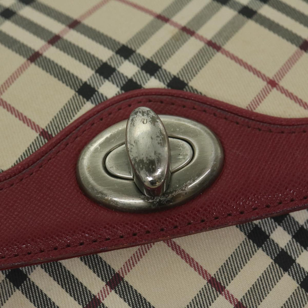 BURBERRYSs Nova Check Shoulder Bag Nylon Canvas Beige Red Auth 63826
