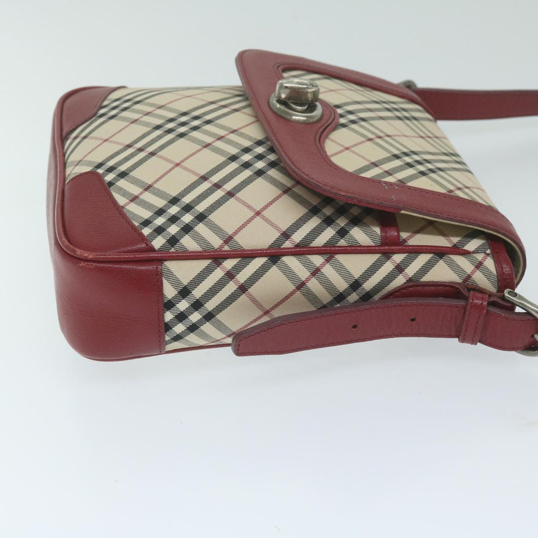 BURBERRYSs Nova Check Shoulder Bag Nylon Canvas Beige Red Auth 63826