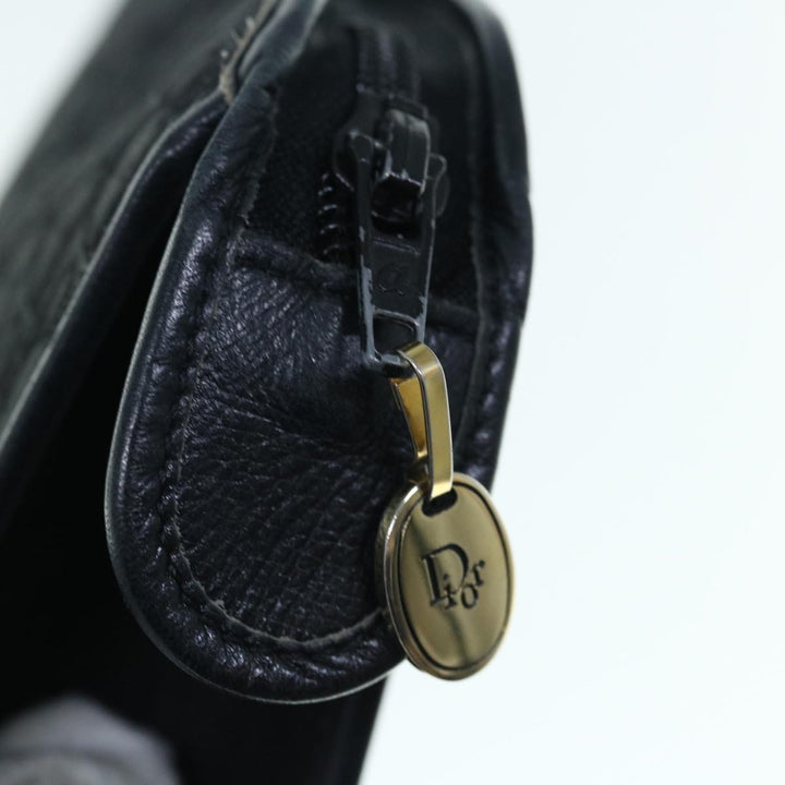 CHRISTIAN Top quality Dior Trotter Canvas Clutch Bag Black Auth 63884