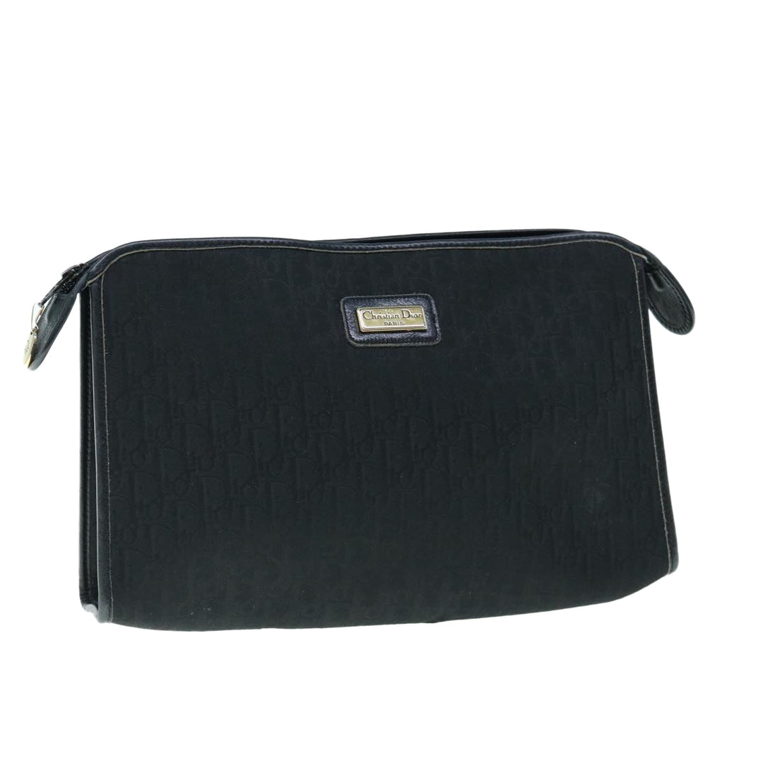 CHRISTIAN Top quality Dior Trotter Canvas Clutch Bag Black Auth 63884