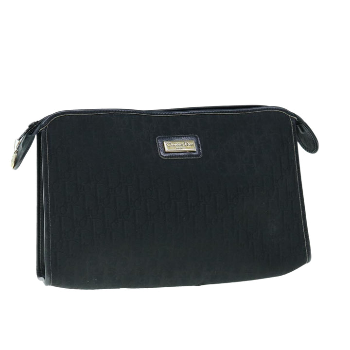 CHRISTIAN Top quality Dior Trotter Canvas Clutch Bag Black Auth 63884