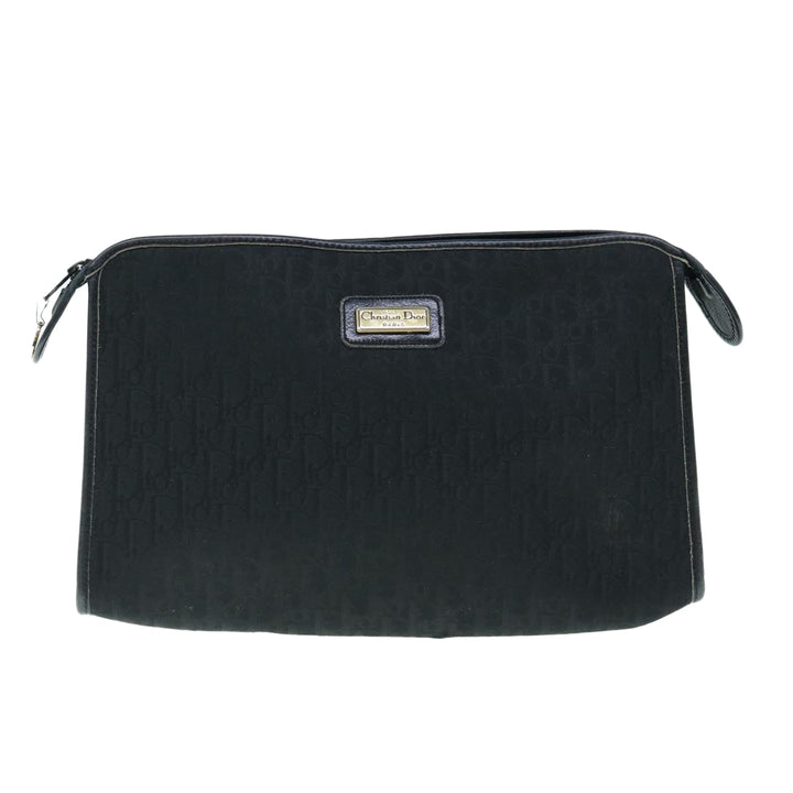CHRISTIAN Top quality Dior Trotter Canvas Clutch Bag Black Auth 63884