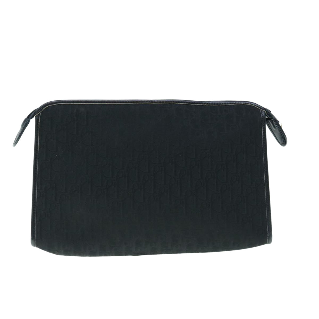 CHRISTIAN Top quality Dior Trotter Canvas Clutch Bag Black Auth 63884