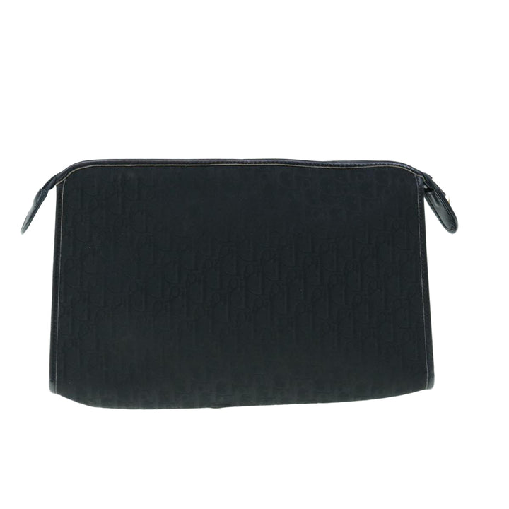 CHRISTIAN Top quality Dior Trotter Canvas Clutch Bag Black Auth 63884