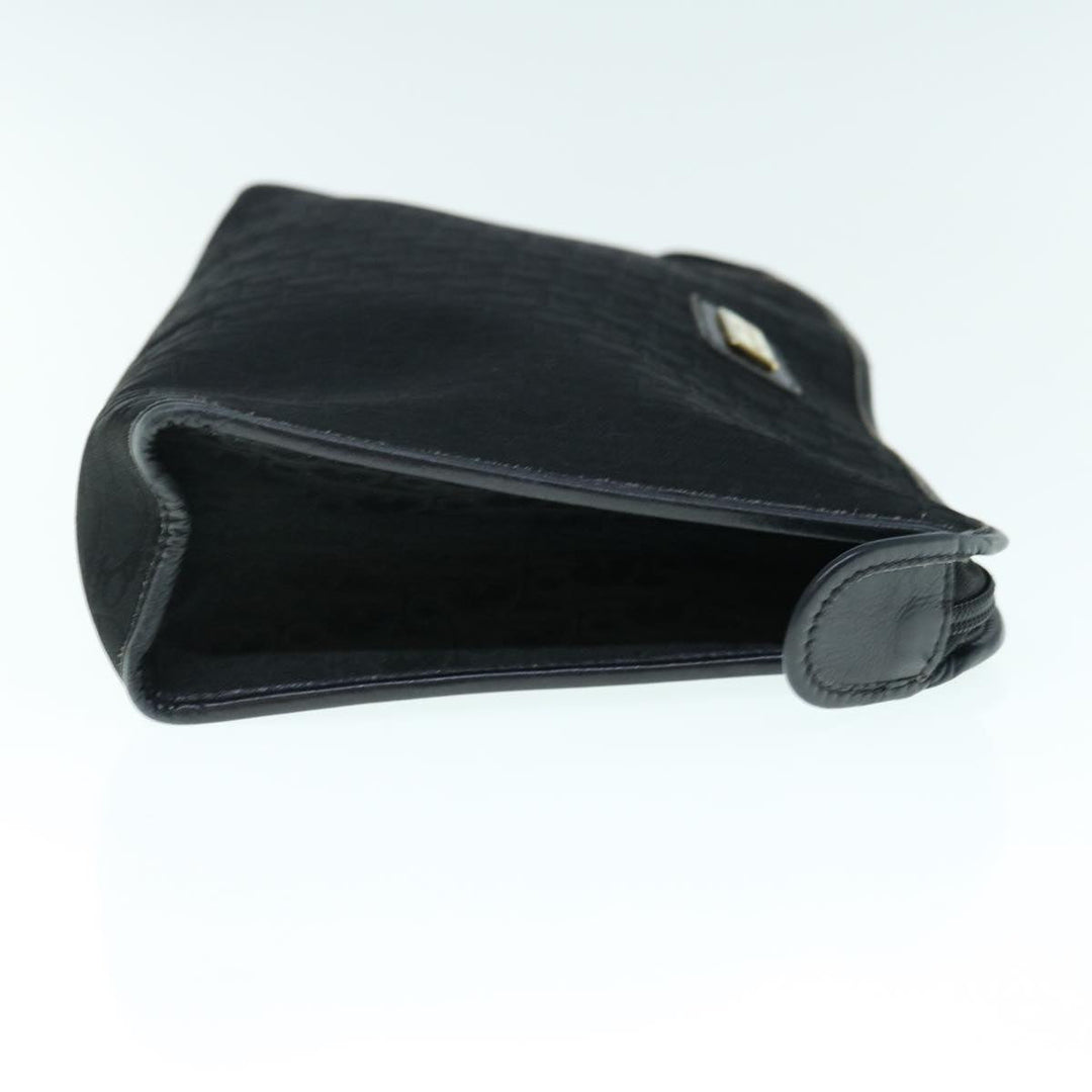 CHRISTIAN Top quality Dior Trotter Canvas Clutch Bag Black Auth 63884