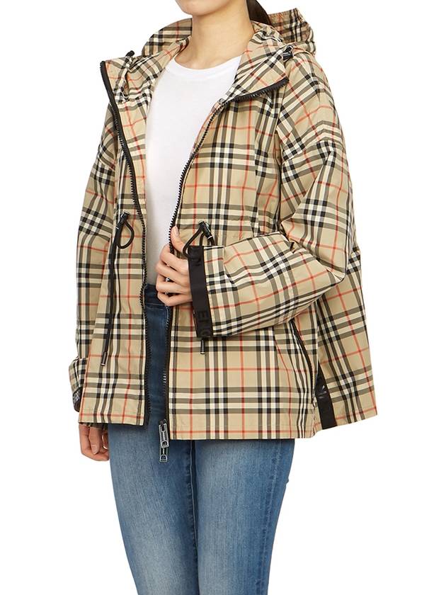 Burberry WoMen's Back-tone Check Zip-up Hooded Jacket Beige