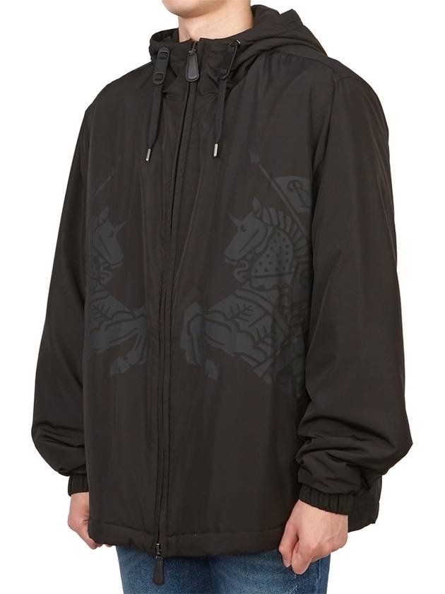 Burberry Men's Equestrian Knight Print Hooded Jacket Black