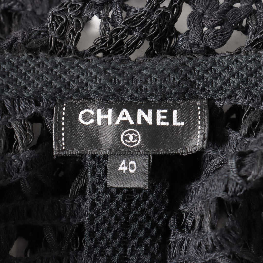 Top Quality Chanel Coconut Button P65 Cotton X Linen s Jacket 40  Black
