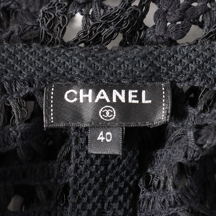 Top Quality Chanel Coconut Button P65 Cotton X Linen s Jacket 40  Black