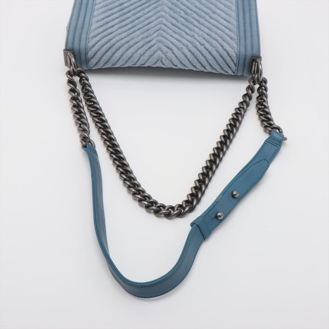 Top Quality Chanel Blue Denim Chain Shoulder Bag