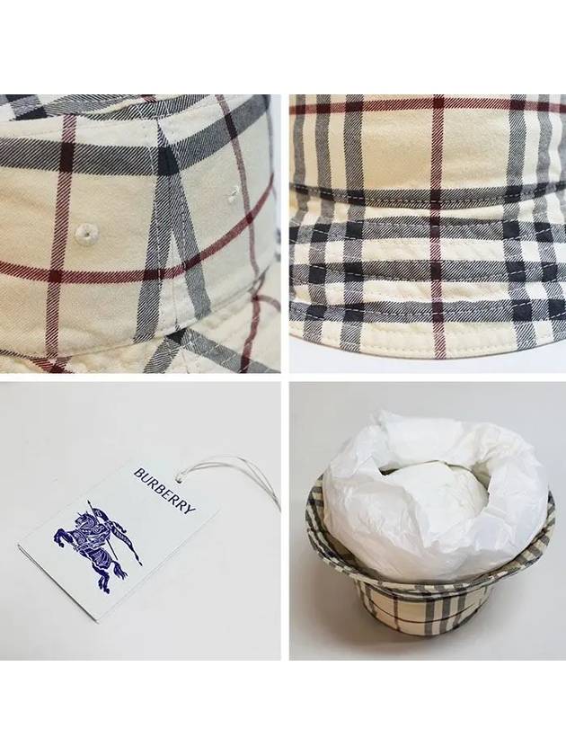 Burberry Stone Check Cotton Bucket Hat Beige