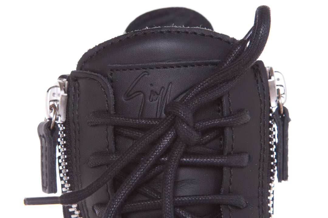 Guiseppe Zanotti Black & Silver Leather Sneaker Wedge SZ 38.5