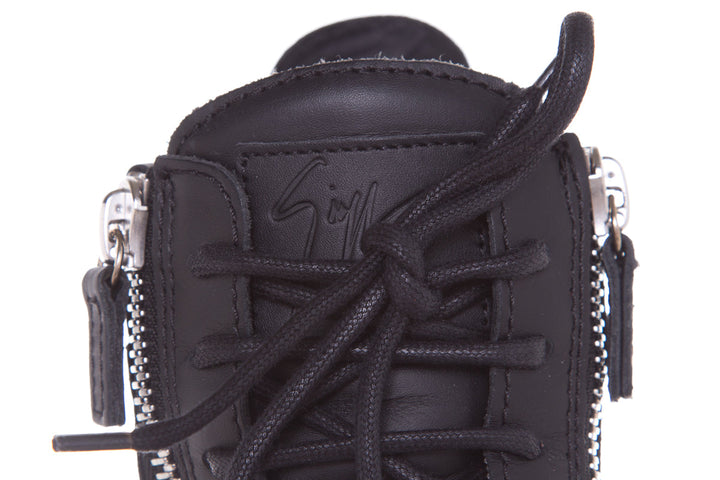 Guiseppe Zanotti Black & Silver Leather Sneaker Wedge SZ 38.5