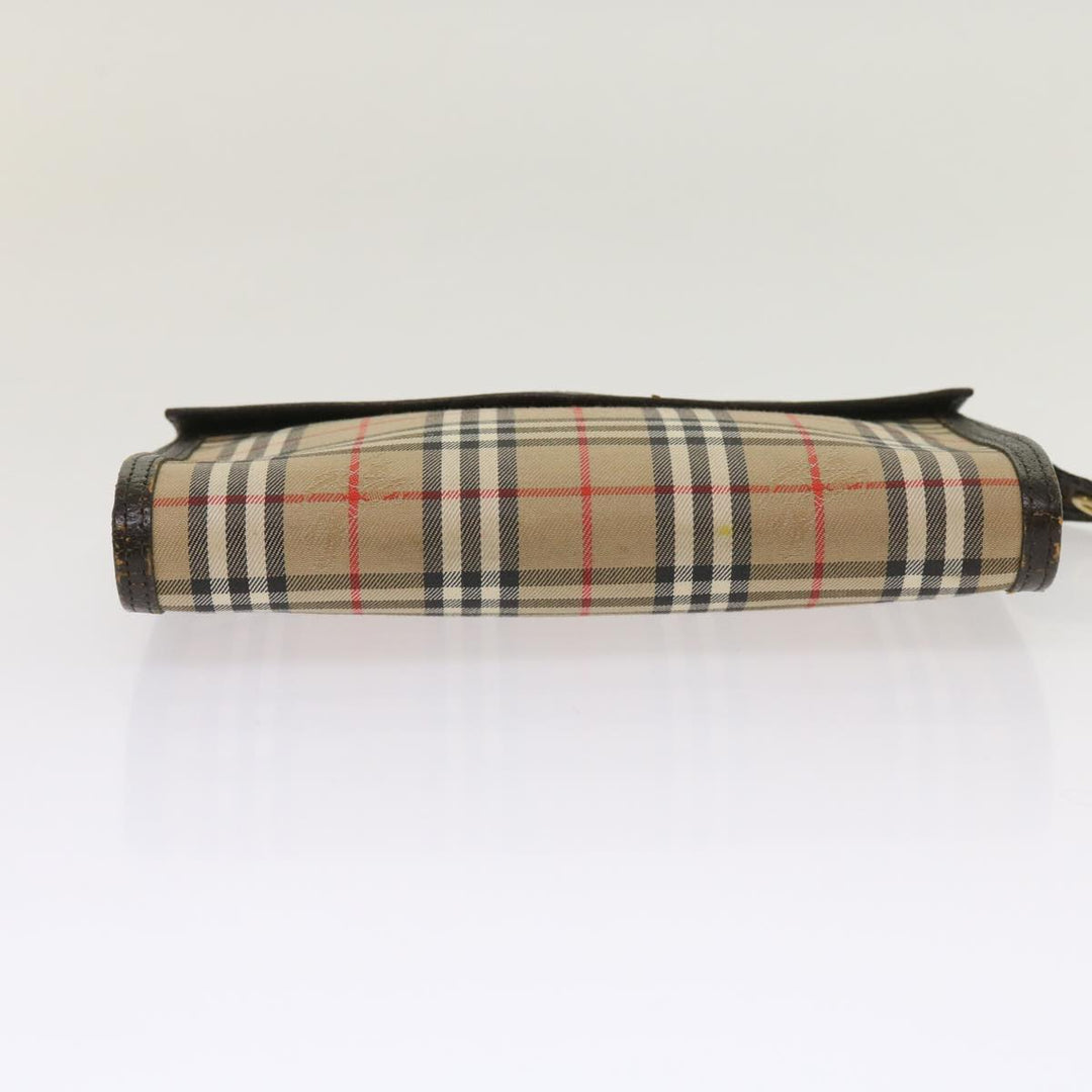 BURBERRYSs Nova Check Clutch Bag Nylon Canvas Beige Auth 64215