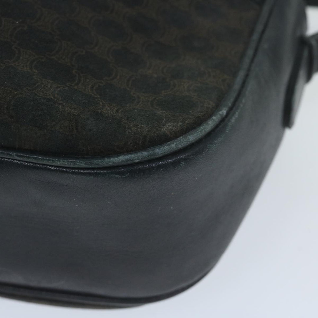 Celine Macadam Canvas Shoulder Bag Black Brown Auth 64224