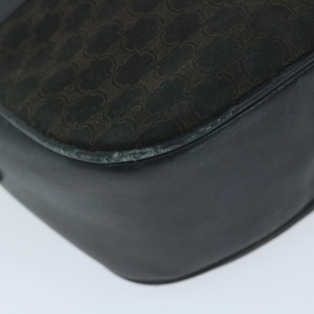 Celine Macadam Canvas Shoulder Bag Black Brown Auth 64224