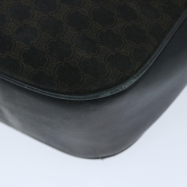 Celine Macadam Canvas Shoulder Bag Black Brown Auth 64224