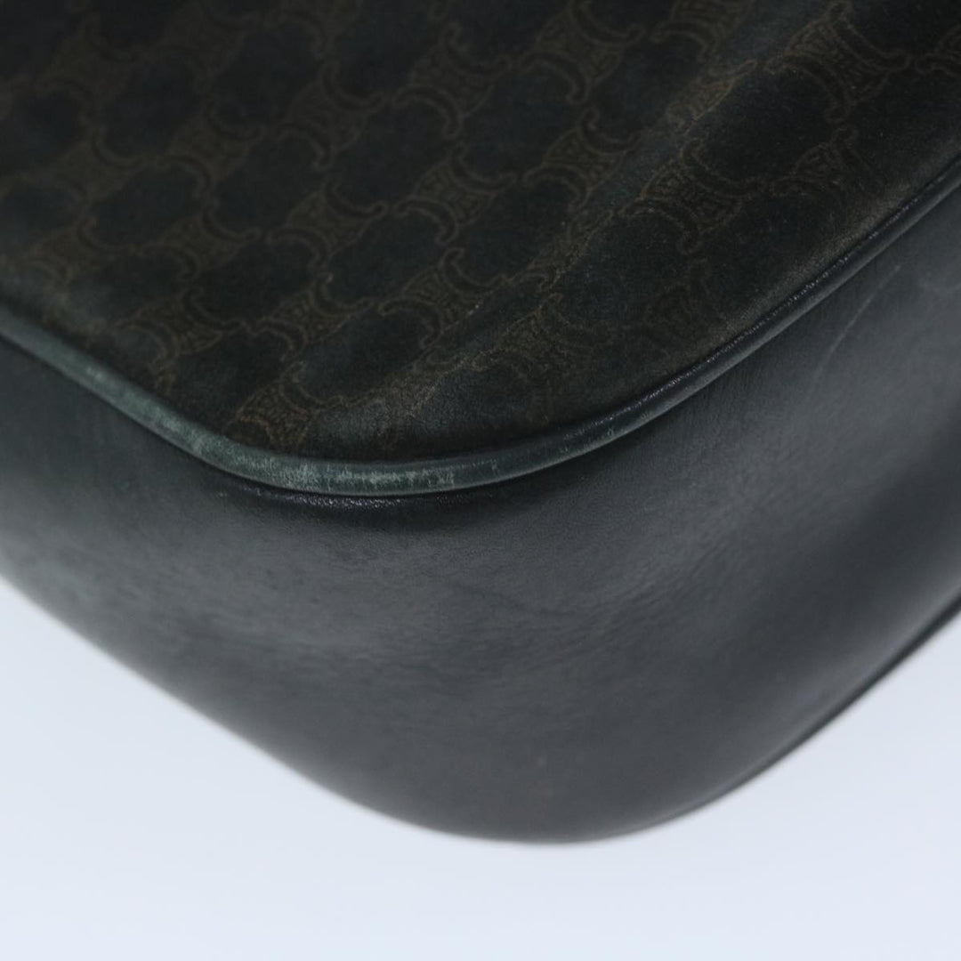 Celine Macadam Canvas Shoulder Bag Black Brown Auth 64224