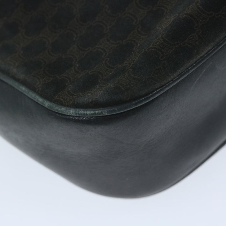 Celine Macadam Canvas Shoulder Bag Black Brown Auth 64224