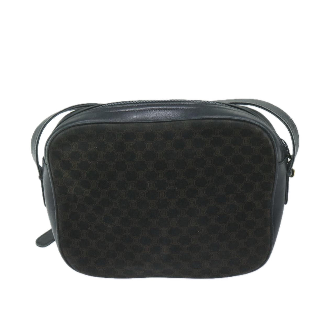 Celine Macadam Canvas Shoulder Bag Black Brown Auth 64224
