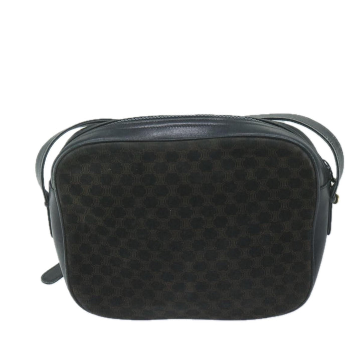 Celine Macadam Canvas Shoulder Bag Black Brown Auth 64224