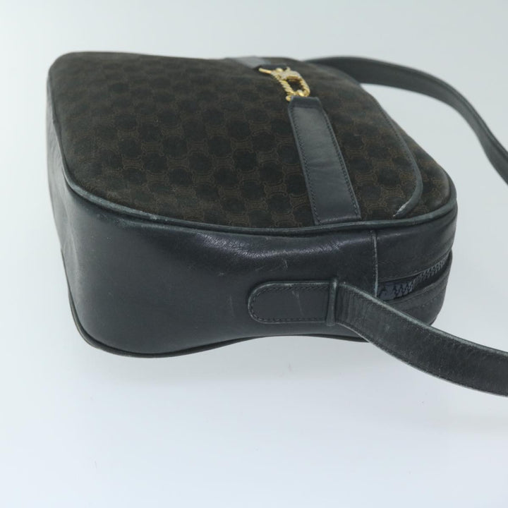 Celine Macadam Canvas Shoulder Bag Black Brown Auth 64224
