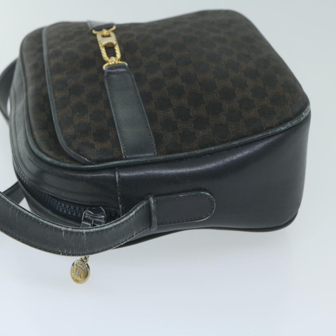 Celine Macadam Canvas Shoulder Bag Black Brown Auth 64224