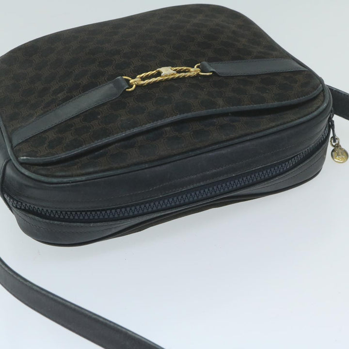 Celine Macadam Canvas Shoulder Bag Black Brown Auth 64224