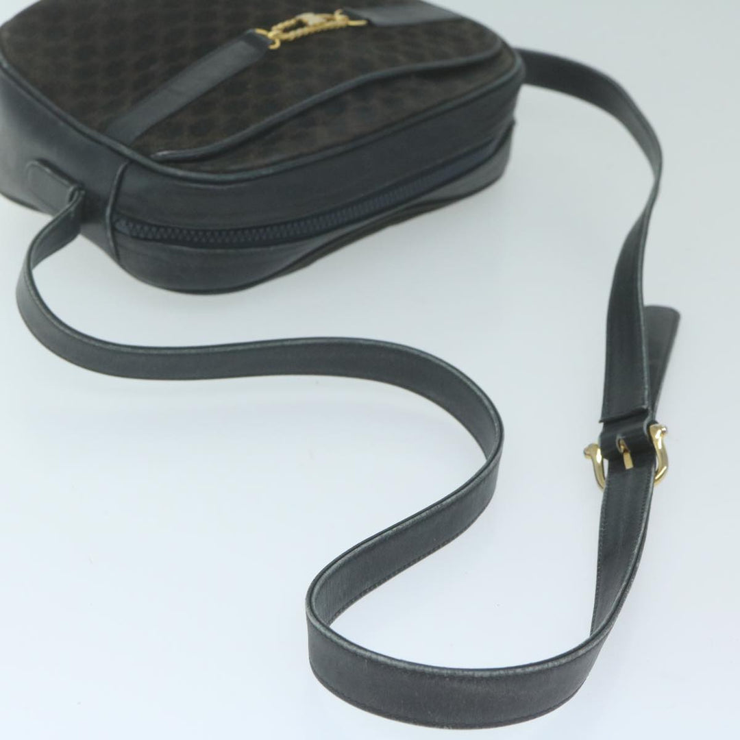Celine Macadam Canvas Shoulder Bag Black Brown Auth 64224