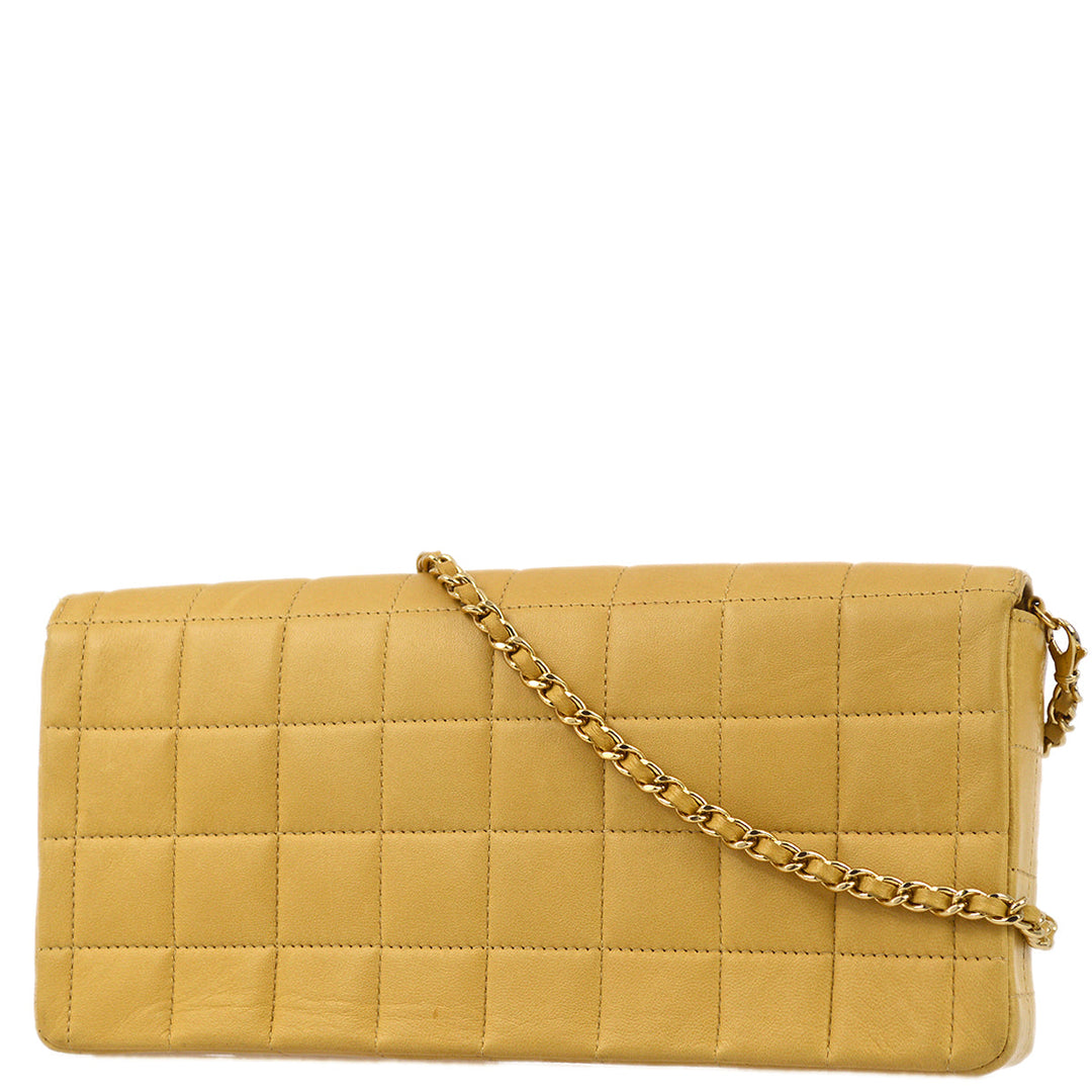Top Quality Chanel 2004-2005 Beige Lambskin East West Choco Bar Chain Shoulder Bag