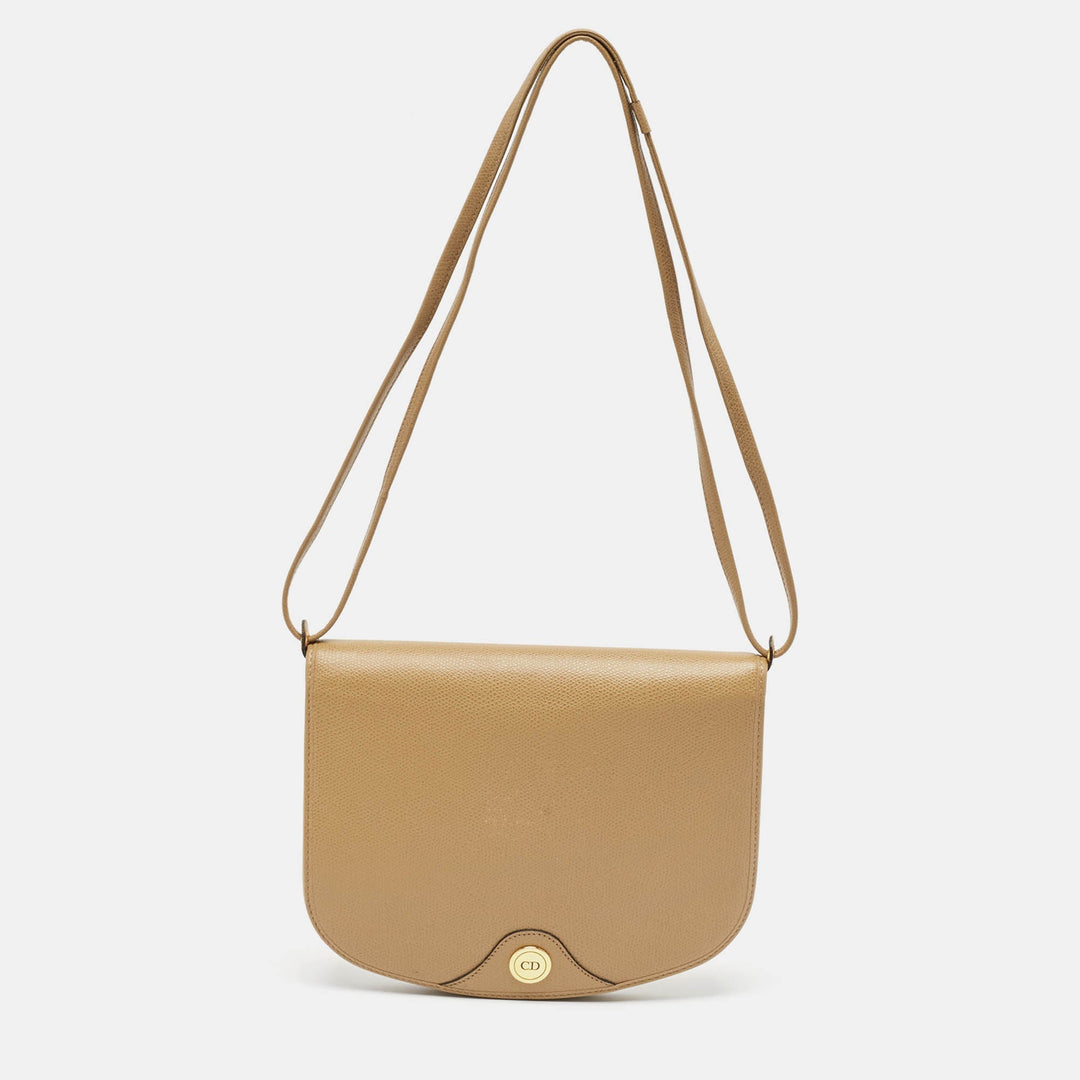Dior Beige Honeycomb Monogram Coated Canvas and Leather Flap Crossbody Bag