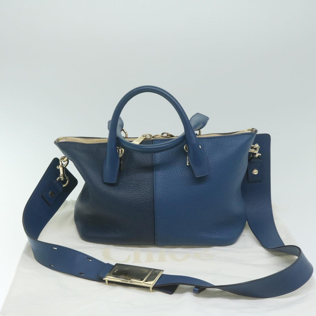Chloe Bailey Hand Bag Leather 2way Blue 01155765 9 64347