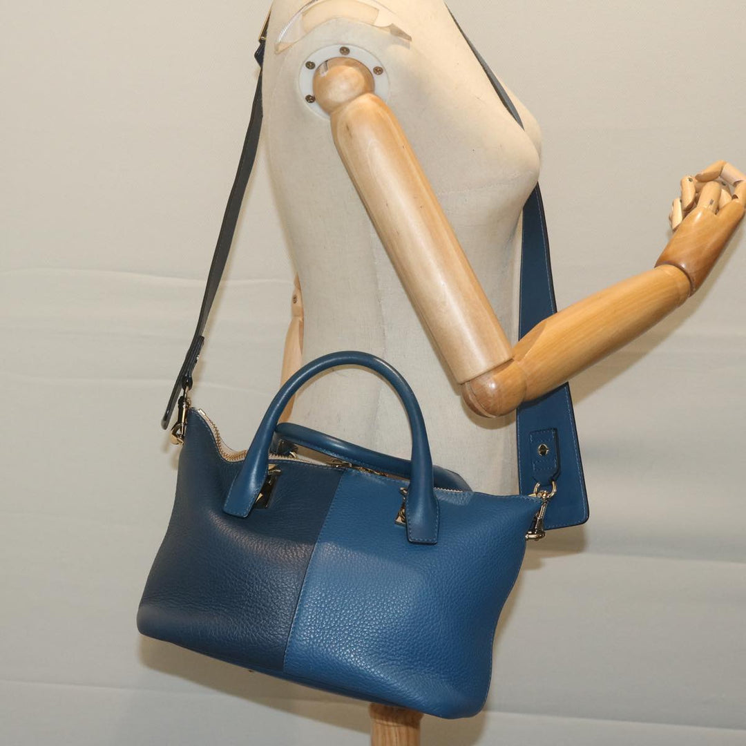Chloe Bailey Hand Bag Leather 2way Blue 01155765 9 64347