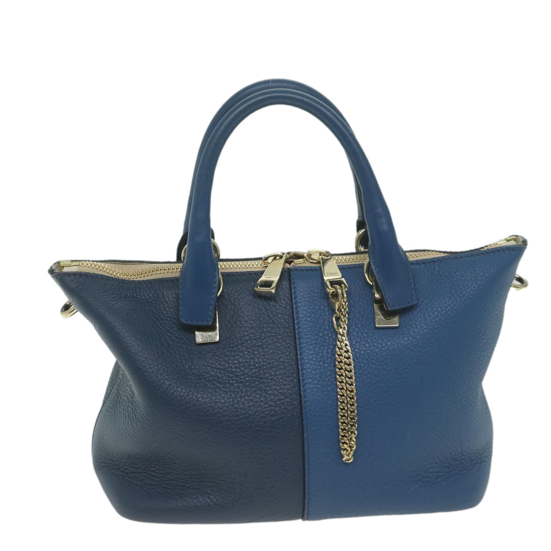 Chloe Bailey Hand Bag Leather 2way Blue 01155765 9 64347