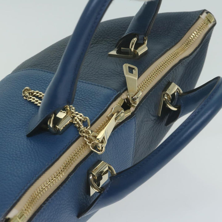 Chloe Bailey Hand Bag Leather 2way Blue 01155765 9 64347