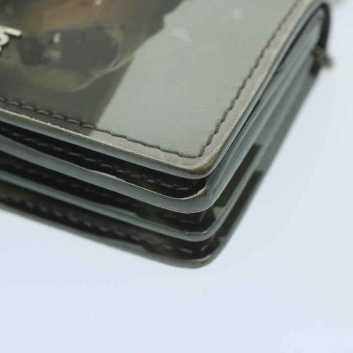 Burberry Chain Wallet Patent leather Gray Auth 64515