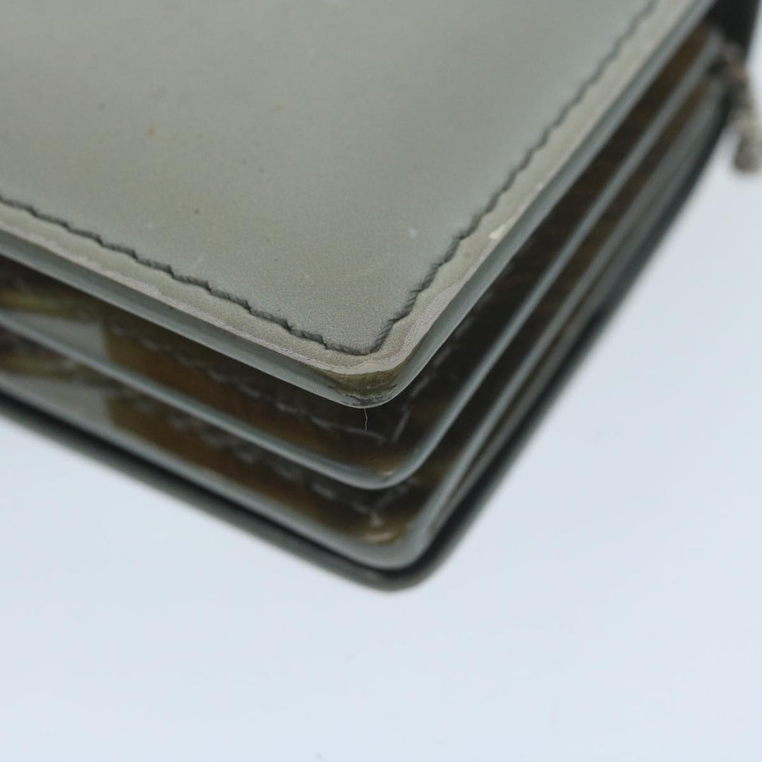 Burberry Chain Wallet Patent leather Gray Auth 64515