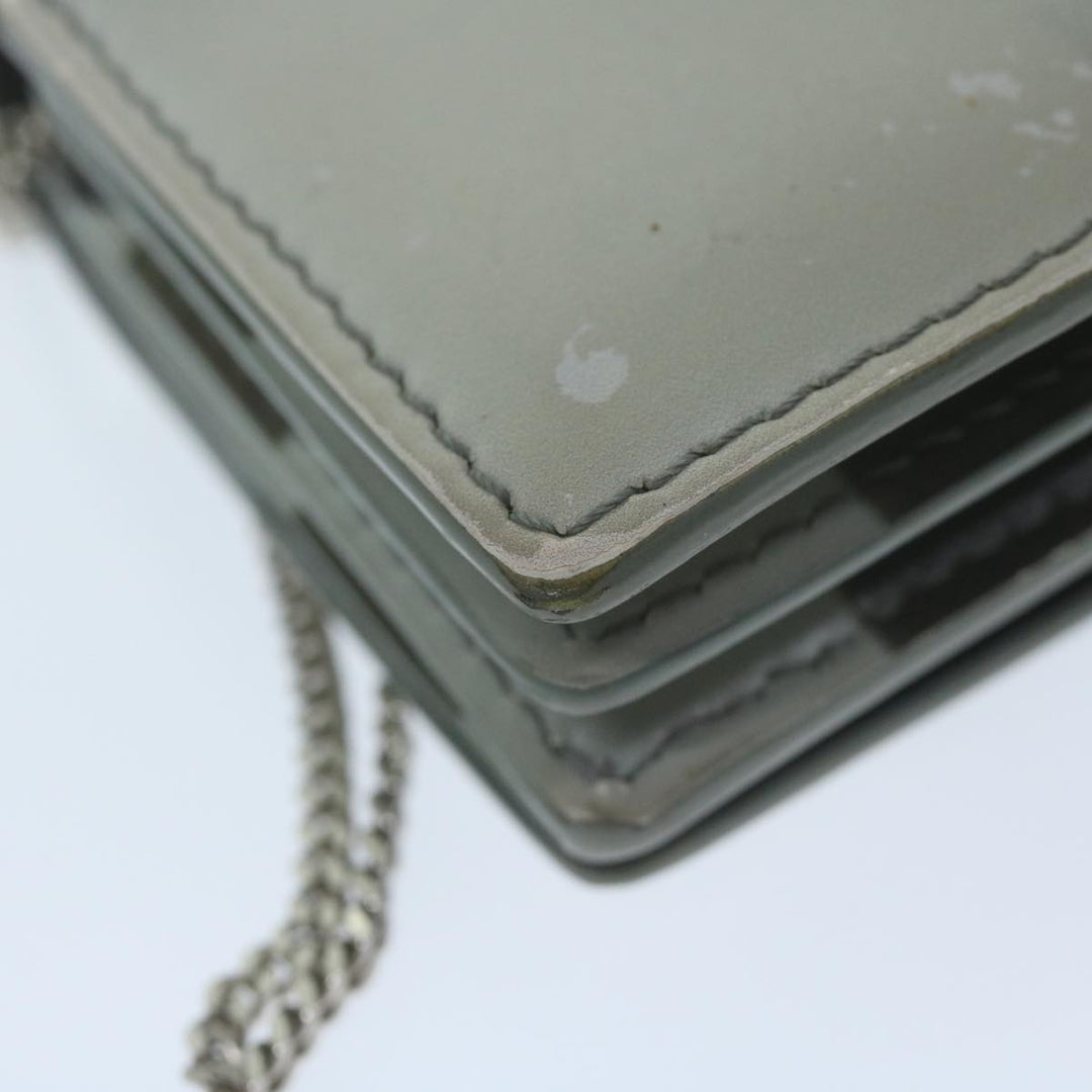 Burberry Chain Wallet Patent leather Gray Auth 64515