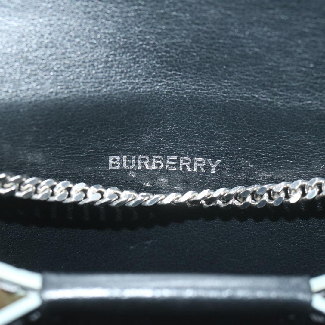 Burberry Chain Wallet Patent leather Gray Auth 64515