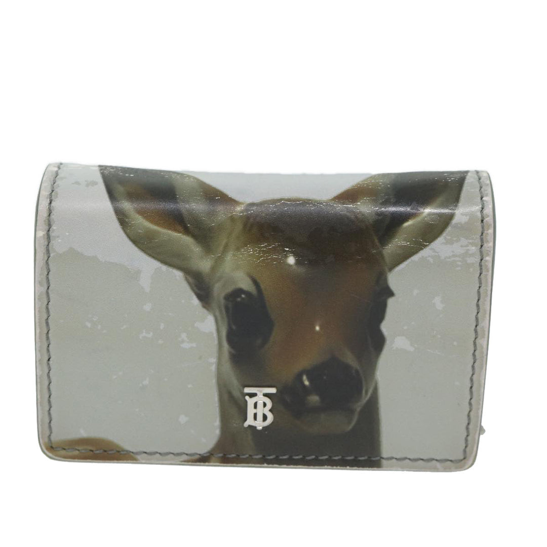 Burberry Chain Wallet Patent leather Gray Auth 64515