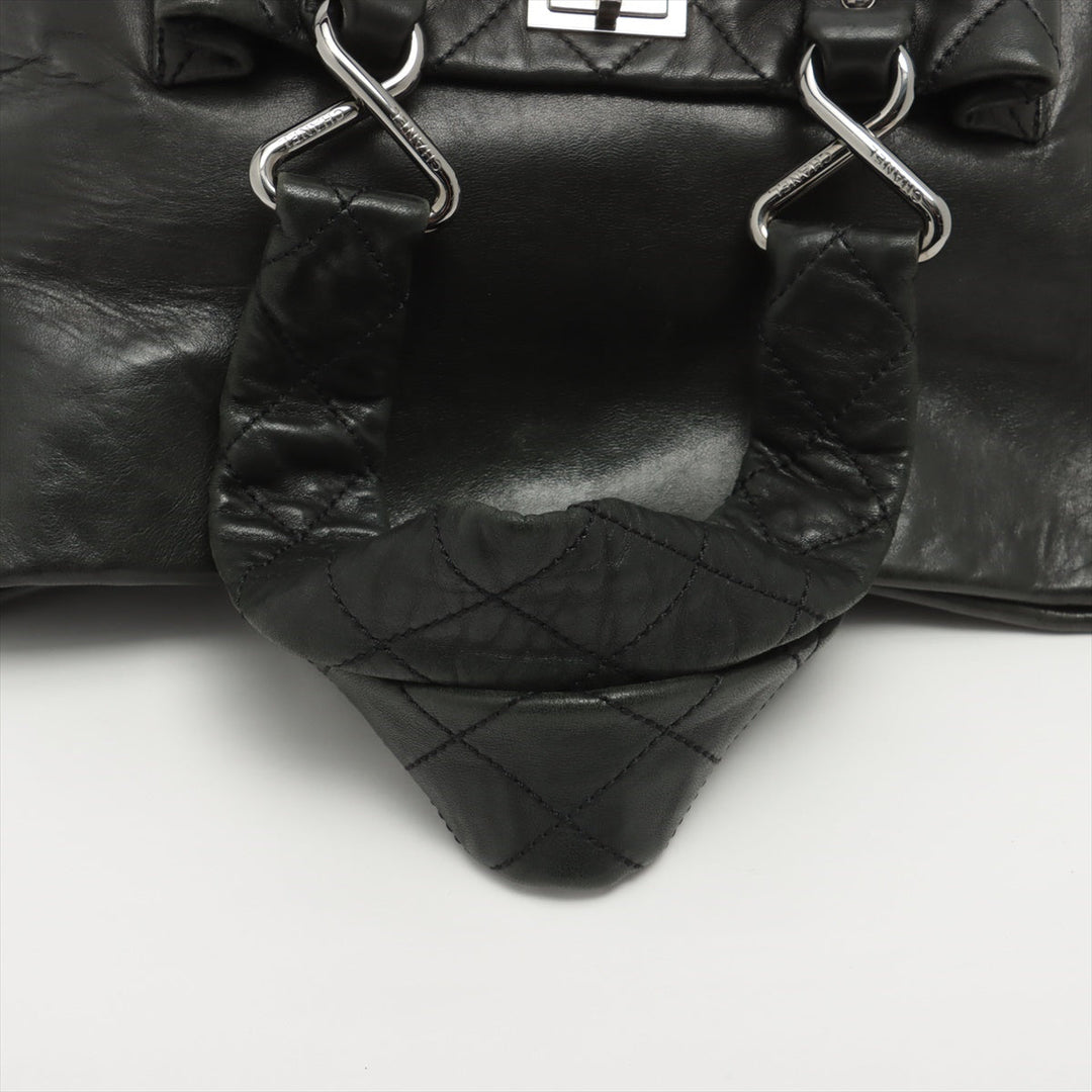Top Quality Chanel 2.55 Leather Tote Bag Matrasse Black Silver Gold  11th