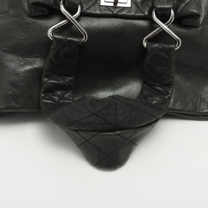 Top Quality Chanel 2.55 Leather Tote Bag Matrasse Black Silver Gold  11th