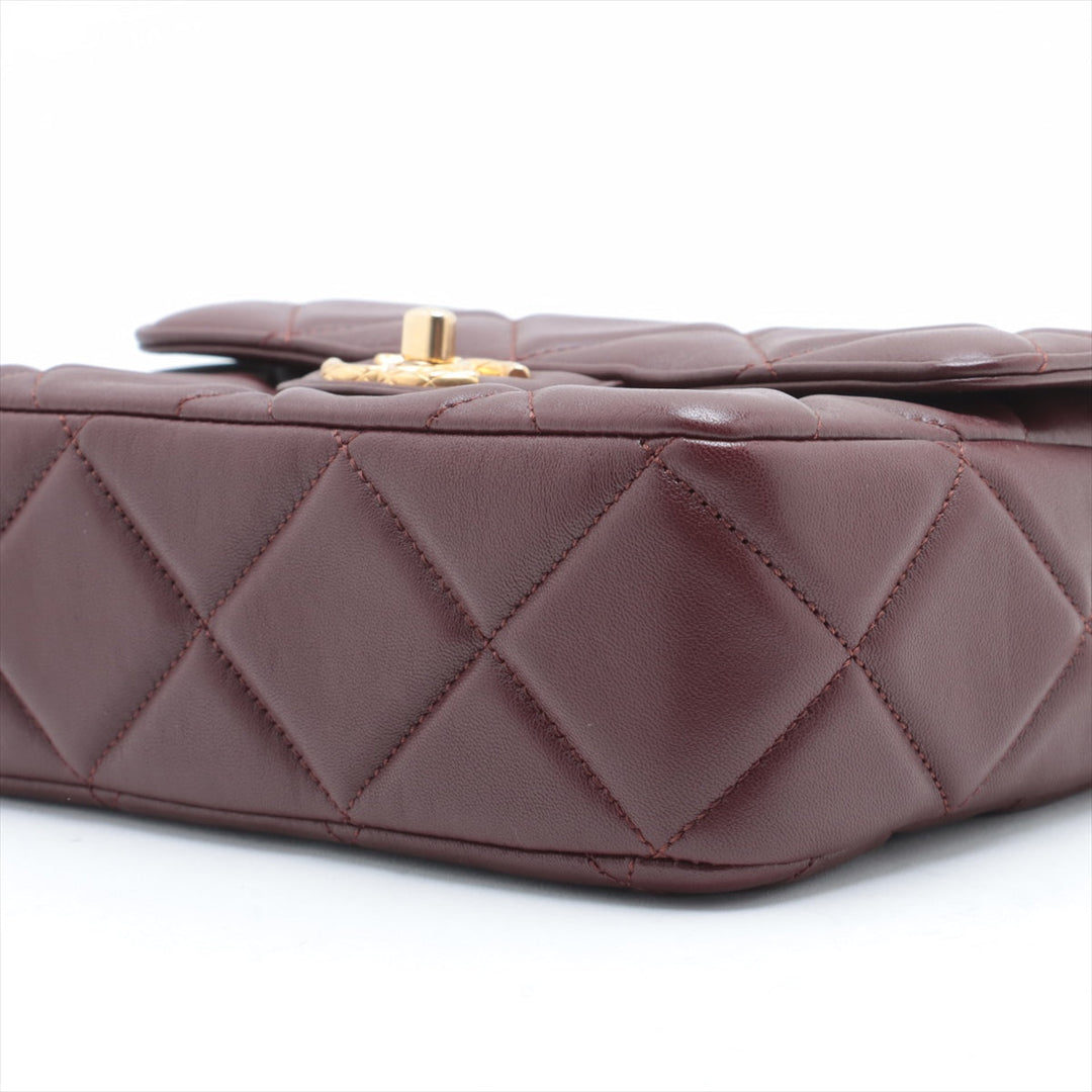 Top Quality Chanel Mini Lambskin  Single Chain Single Chain Bag Bordeaux Gold  IC Chip