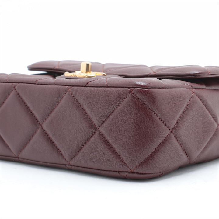 Top Quality Chanel Mini Lambskin  Single Chain Single Chain Bag Bordeaux Gold  IC Chip