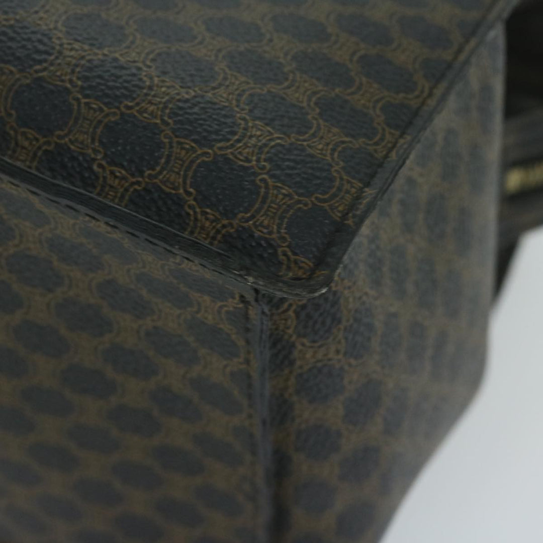 Celine Macadam Canvas Hand Bag PVC Brown Black Auth 64827